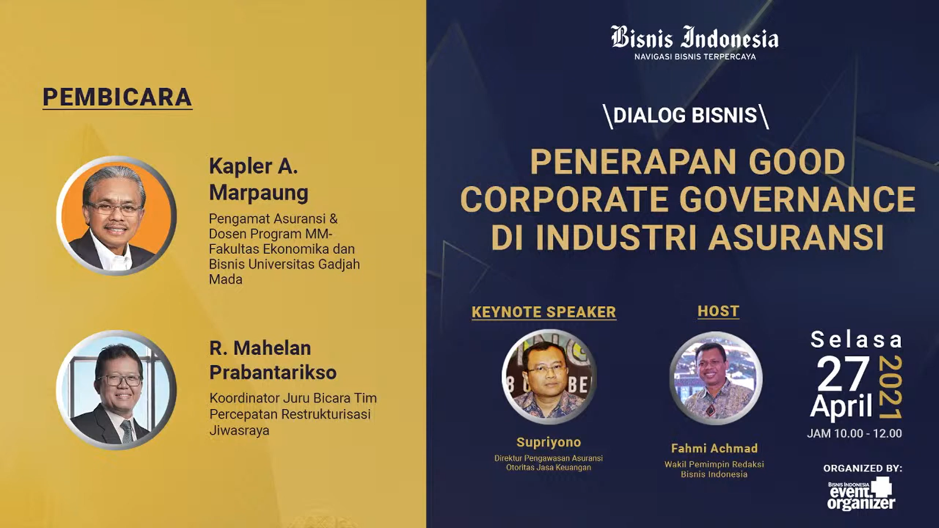 Webinar Dialog Bisnis “Penerapan Good Corporate Governance di Industri Asuransi”